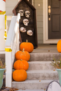 Halloween decorated stoop